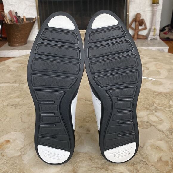 Cole Haan Grand OS Black & White Leather Saddle Golf Shoes - Picture 10 of 13